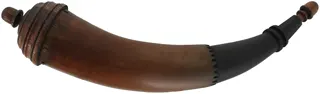Powder Horn,
12-1/2", turned walnut base,
engrailed, paneled neck